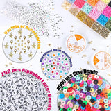 Polymer Clay Heishi Beads Kit with Letter Beads and Crystal Strings