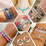 Polymer Clay Heishi Beads Kit with Letter Beads and Crystal Strings