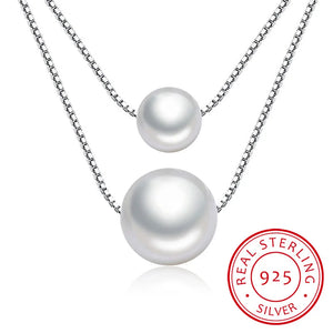 925 Silver Pearl Love Necklace Female Personality H237