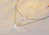 925 Silver Pearl Love Necklace Female Personality H237