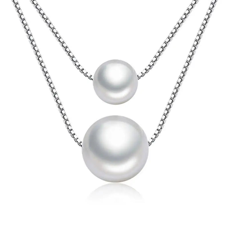 925 Silver Pearl Love Necklace Female Personality H237