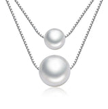 925 Silver Pearl Love Necklace Female Personality H237