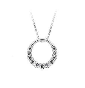Zircon Crystal Circle 925 Sterling Silver Pendant Necklace