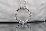 Zircon Crystal Circle 925 Sterling Silver Pendant Necklace