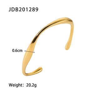 Silver Stainless Steel Punk Bracelet for Women with Shaped Opening