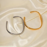 Silver Stainless Steel Punk Bracelet for Women with Shaped Opening