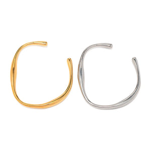 Silver Stainless Steel Punk Bracelet for Women with Shaped Opening