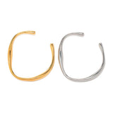 Silver Stainless Steel Punk Bracelet for Women with Shaped Opening