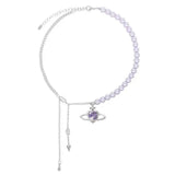 Purple Planet Heart Necklace Vintage Beach Jewelry