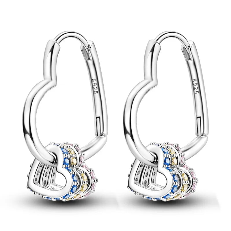 Real 925 Sterling Silver Earrings Golden Rosegold Silver Hoop Earrings