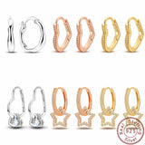 Real 925 Sterling Silver Earrings Golden Rosegold Silver Hoop Earrings