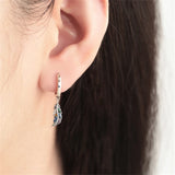 Real 925 Sterling Silver Colorful Hoop Earrings with Zircon Inlay
