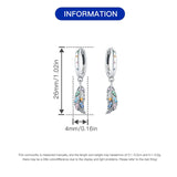 Real 925 Sterling Silver Colorful Hoop Earrings with Zircon Inlay