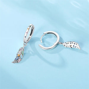 Real 925 Sterling Silver Colorful Hoop Earrings with Zircon Inlay