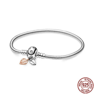 925 Sterling Silver Heart Snake Bracelet 3mm