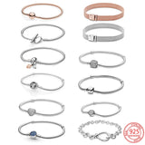 925 Sterling Silver Heart Snake Bracelet 3mm
