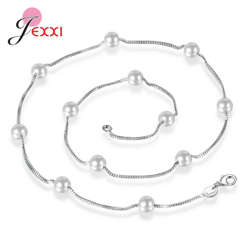 925 Silver Pearl Choker Necklace Women