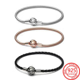 925 Sterling Silver Radiant Heart Snake Chain Bracelet for Women