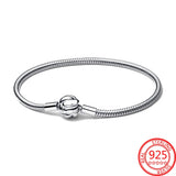 925 Sterling Silver Radiant Heart Snake Chain Bracelet for Women