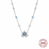 925 Silver Pumpkin Car Necklace Zircon Enamel Design for Women
