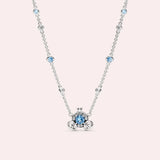 925 Silver Pumpkin Car Necklace Zircon Enamel Design for Women