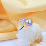 Real 925 Sterling Silver Pearl Ring for Women, Freshwater Pearl Jewelry
