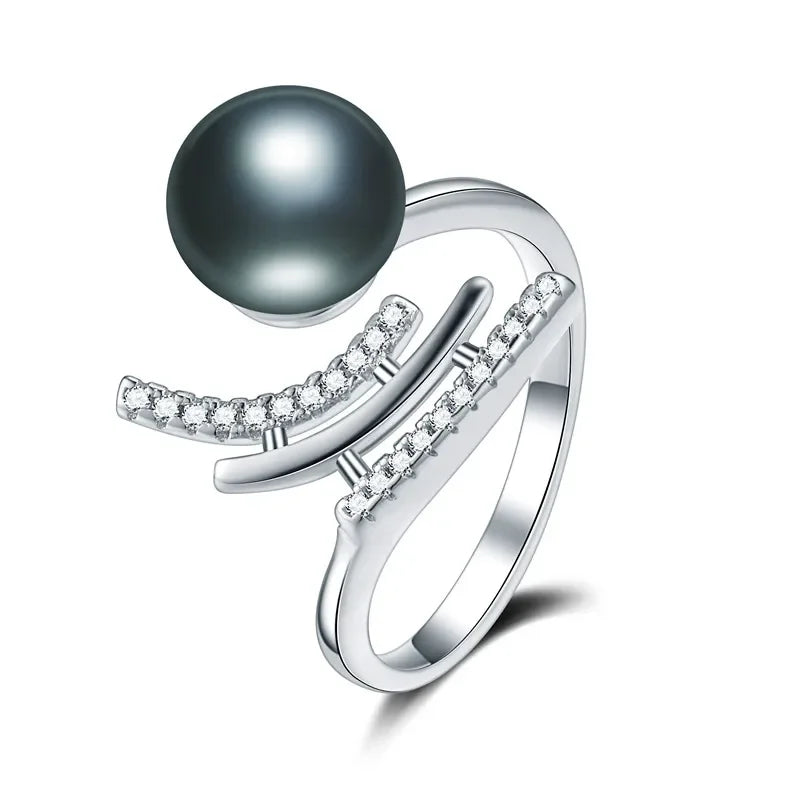 Real 925 Sterling Silver Pearl Ring for Women, Freshwater Pearl Jewelry