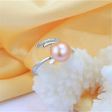 Real 925 Sterling Silver Pearl Ring for Women, Freshwater Pearl Jewelry