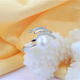 Real 925 Sterling Silver Pearl Ring for Women, Freshwater Pearl Jewelry