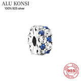 925 Sterling Silver Beads for Women Crystal Charm Bracelet DIY Jewelry