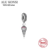 925 Sterling Silver Beads for Women Crystal Charm Bracelet DIY Jewelry