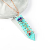 7 Chakra Opal Pendant Necklace Sword Charm Healing Crystal Jewellery