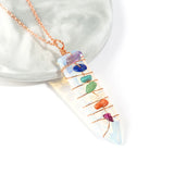 7 Chakra Opal Pendant Necklace Sword Charm Healing Crystal Jewellery