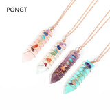 7 Chakra Opal Pendant Necklace Sword Charm Healing Crystal Jewellery