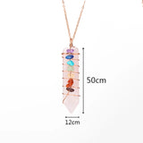 7 Chakra Opal Pendant Necklace Sword Charm Healing Crystal Jewellery