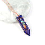 7 Chakra Opal Pendant Necklace Sword Charm Healing Crystal Jewellery