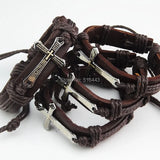 Religious Stainless Steel Leather Cross Bracelets Lot