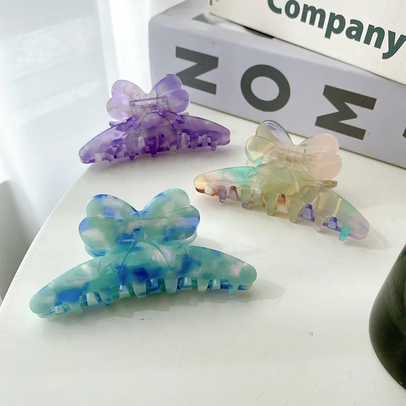 Retro Mermaid Bowknot Hair Claw Clip