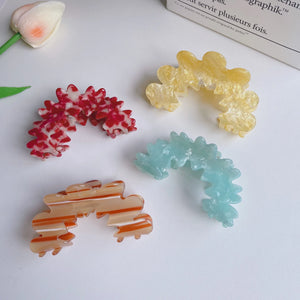 Retro Hollow Candy Hair Claw Clips Flower Shape Transparent