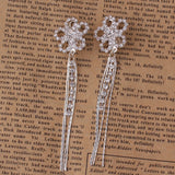 Rhinestone Crystal Tassel Clip Earrings for Women