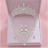 Rhinestone Crystal Bride Jewelry Set Tiara Earring Necklace