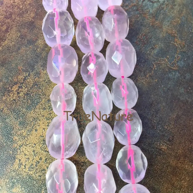 Rose Quartzs Nugget Beads Faceted Oval Loose Beads 13*18mm
