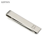 Silver Round Letters B Cufflinks & Tie Clip Set Men Shirt Cuffs Button