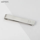 Silver Round Letters B Cufflinks & Tie Clip Set Men Shirt Cuffs Button