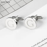 Silver G Alphabet Cufflinks & Tie Clip Set Men Shirt Cuffs Button