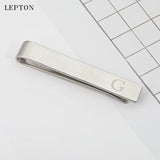 Silver G Alphabet Cufflinks & Tie Clip Set Men Shirt Cuffs Button