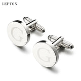 Silver G Alphabet Cufflinks & Tie Clip Set Men Shirt Cuffs Button