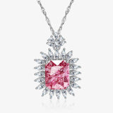 S925 Sterling Silver Ruby Pendant Necklace Diamond Party Gift