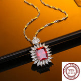 S925 Sterling Silver Ruby Pendant Necklace High Carbon Diamond Celebrity Jewelry