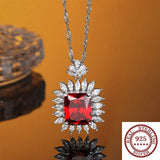 S925 Sterling Silver Ruby Pendant Necklace High Carbon Diamond Celebrity Jewelry